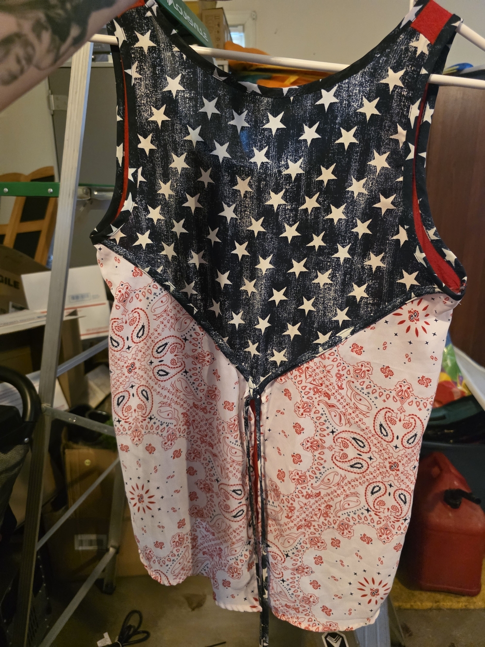 Red White & Blue Star Bandana Print Tank Top
